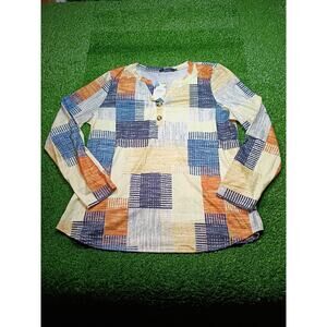 SUNBS Women's V-Neck 3/4 Sleeve Smocked Cuff Blouse Top